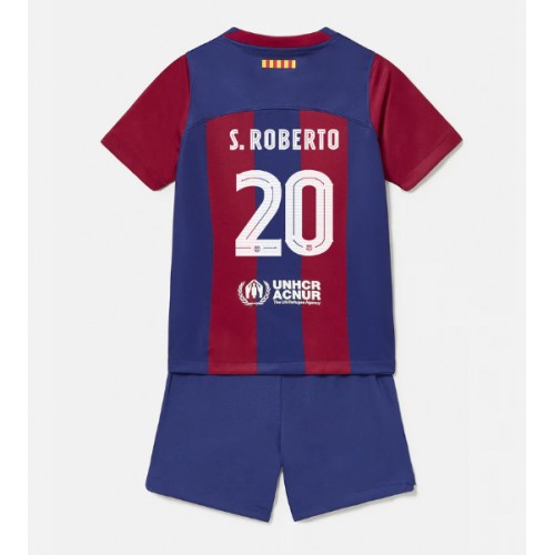 Fotbalové Dres Barcelona Sergi Roberto #20 Dětské Domácí 2023-24 Krátký Rukáv (+ trenýrky)